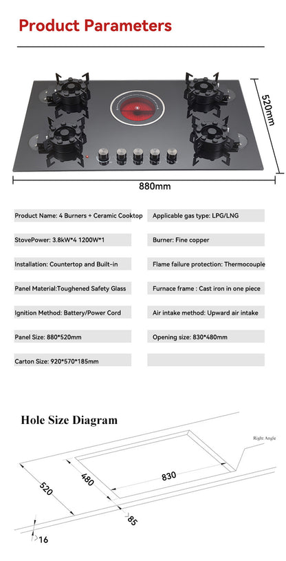 Tempered Glass All-in-One Electric Cooktop