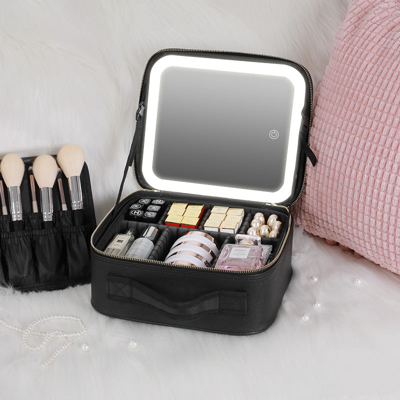 LED Lighted Makeup Bag with Mirror – Large Travel Cosmetic Case