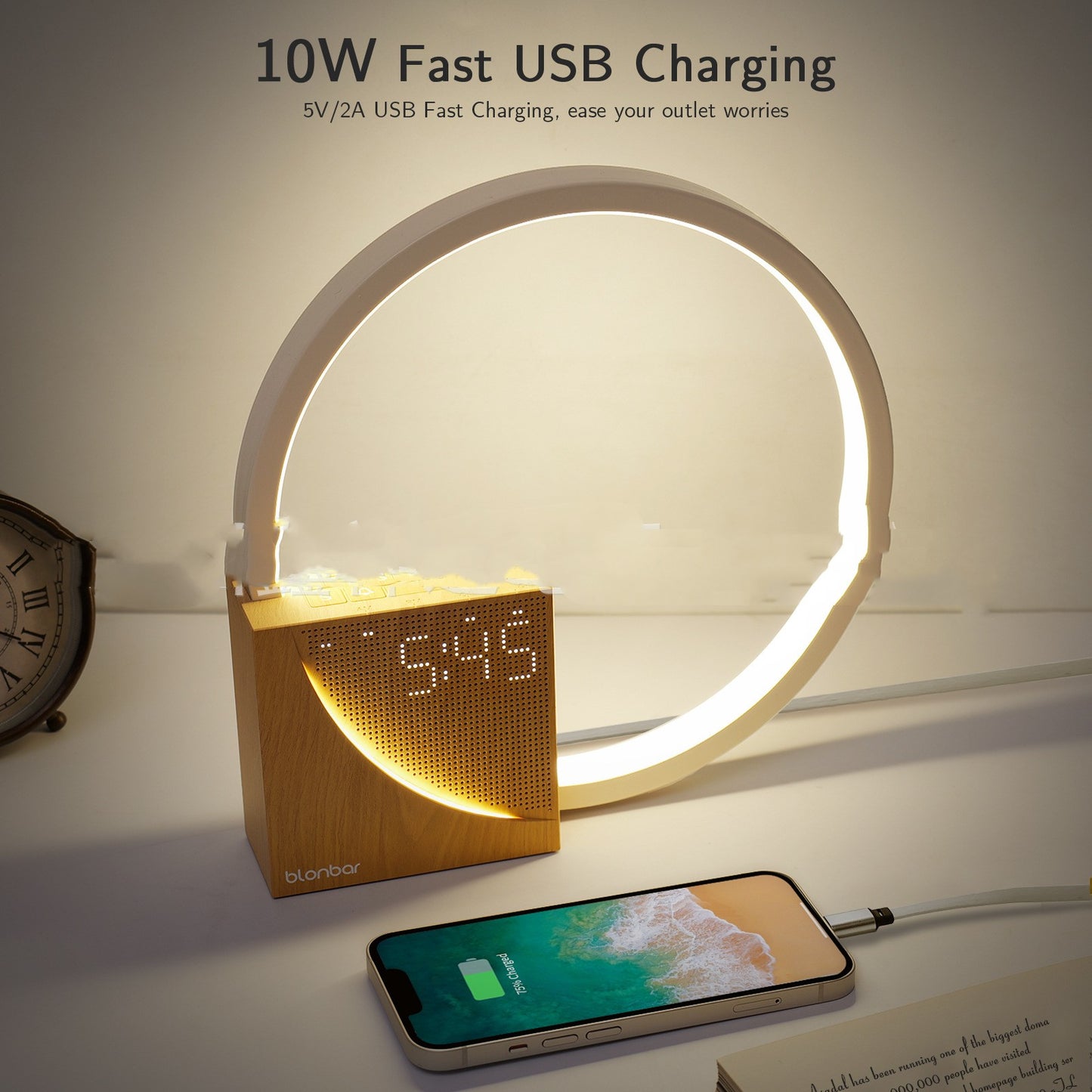 Touch Control Bedside Lamp with Natural Sleep Sounds & Alarm Clock