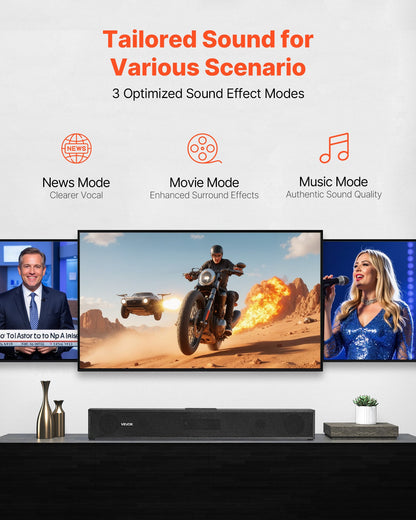 80W Bluetooth Soundbar for TV – Surround Sound Home Theater