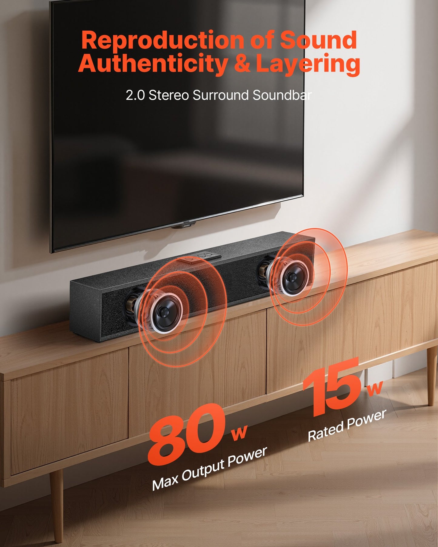 80W Bluetooth Soundbar for TV – Surround Sound Home Theater