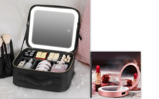 LED Lighted Makeup Bag with Mirror – Large Travel Cosmetic Case
