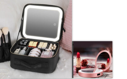 LED Lighted Makeup Bag with Mirror – Large Travel Cosmetic Case