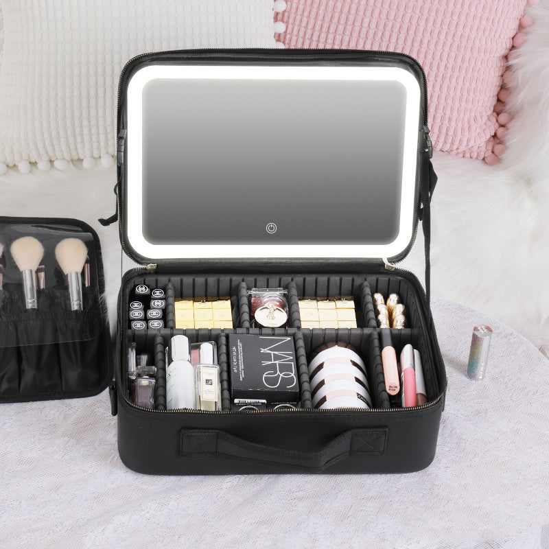LED Lighted Makeup Bag with Mirror – Large Travel Cosmetic Case