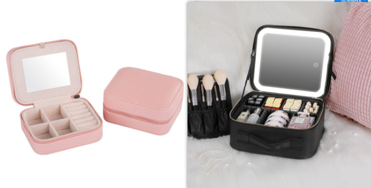 LED Lighted Makeup Bag with Mirror – Large Travel Cosmetic Case