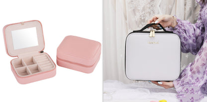 LED Lighted Makeup Bag with Mirror – Large Travel Cosmetic Case