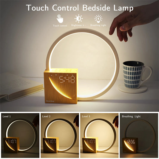 Touch Control Bedside Lamp with Natural Sleep Sounds & Alarm Clock